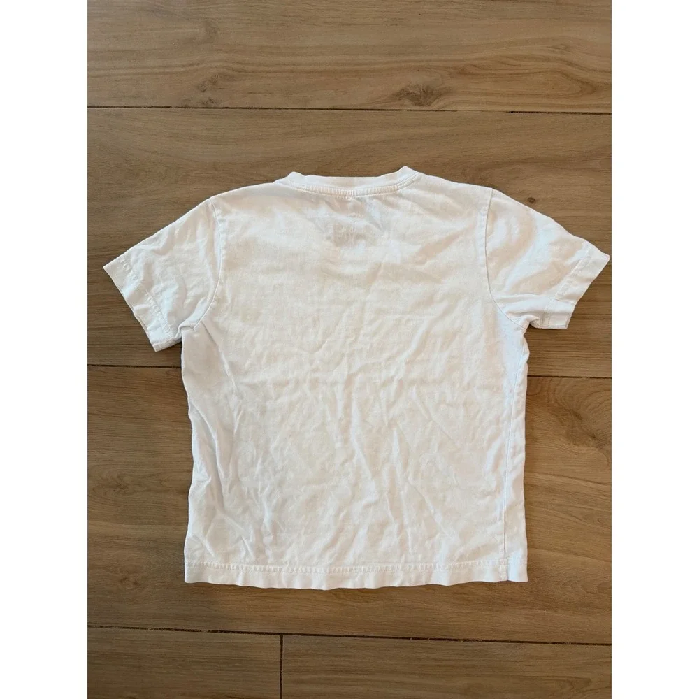 Psycho Bunny Boys White Pima Cotton V-Neck Stripe Graphic T-Shirt Size S 7/8